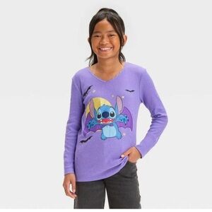 Disney Stitch Girls Long Purple Vampire Halloween T-
Shirt Tee Shirt size large